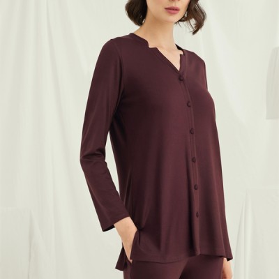 Arias Closet Uzun Kollu Boydan Düğmeli V Yaka Pijama Takımı