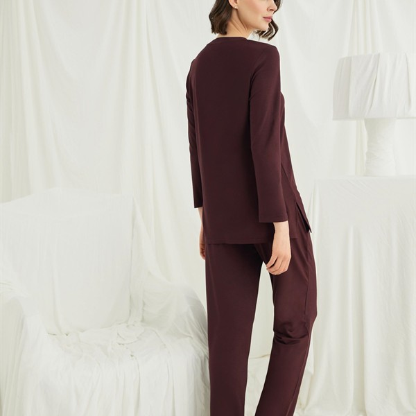 Arias Closet Uzun Kollu Boydan Düğmeli V Yaka Pijama Takımı