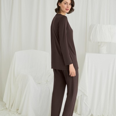Arias Closet Uzun Kollu Boydan Düğmeli V Yaka Pijama Takımı