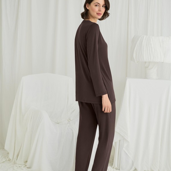 Arias Closet Uzun Kollu Boydan Düğmeli V Yaka Pijama Takımı