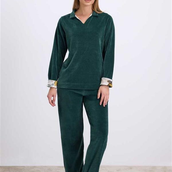 Arias Closet Uzun Kollu Kadife Sweatshirt Ve Pantolon Pijama Takımı