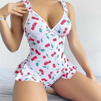 Arias Closet Vişne Desenli Fantezi Body