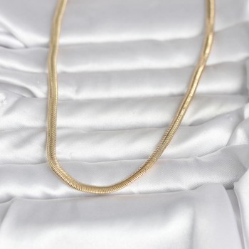 CM 14K Gold Renk Yassı Yılan Zincir Model 45 cm Kadın Kolye