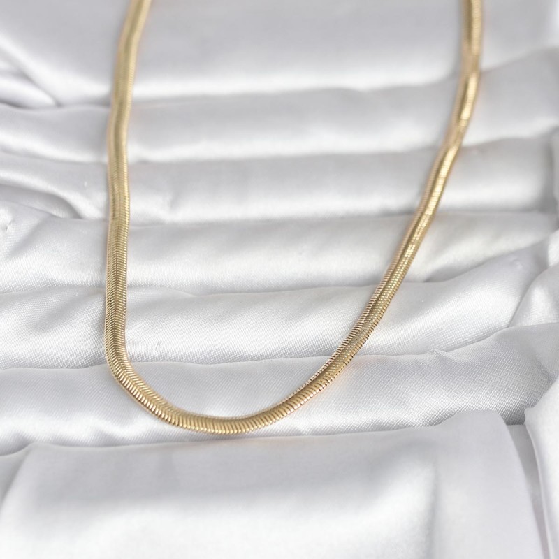 CM 14K Gold Renk Yassı Yılan Zincir Model 45 cm Kadın Kolye