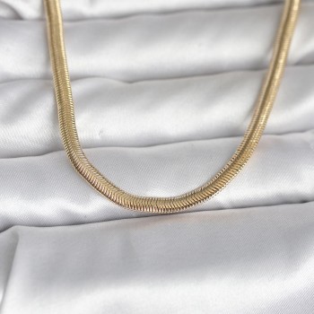 CM 14K Gold Renk Yassı Yılan Zincir Model 45 cm Kadın Kolye