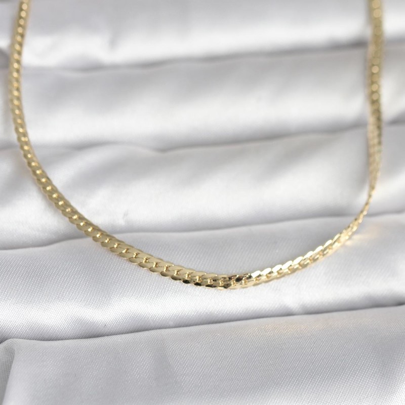 CM 14K Gold Renk Yassı Zincir Model 45 cm Kadın Kolye