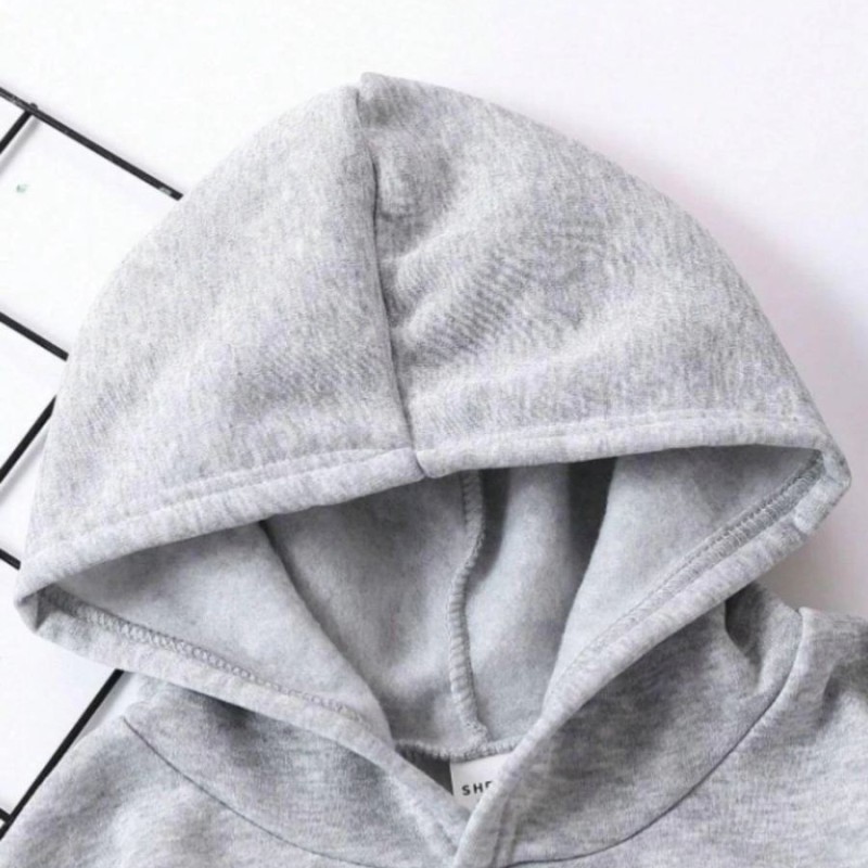 Çocuk Unisex Kapüşonlu Naruto Baskılı Pamuklu Sweatshirt - Gri