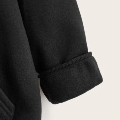 Çocuk Unisex Kapüşonlu Tatlı Kedi Baskılı Sweatshirt - Siyah