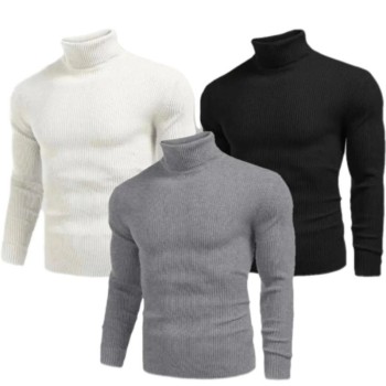 Erkek 3 Adet Kaşkorse Boğazlı Full Likralı Fitilli Slimfit Body