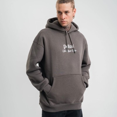 Erkek 3 İplik Kapüşonlu Hoodie Dijital Patchli SweatShirt - Füme