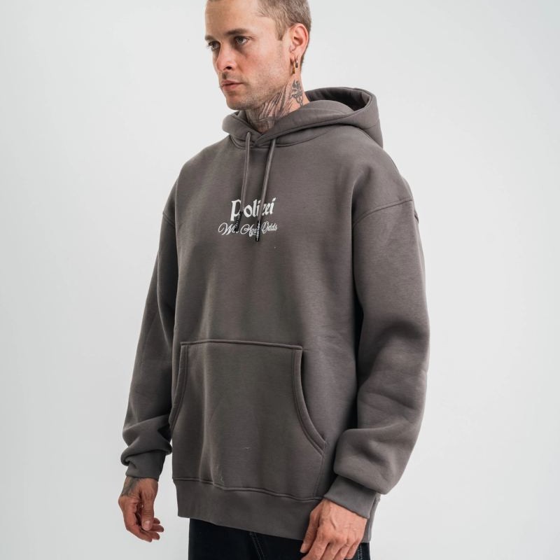 Erkek 3 İplik Kapüşonlu Hoodie Dijital Patchli SweatShirt - Füme