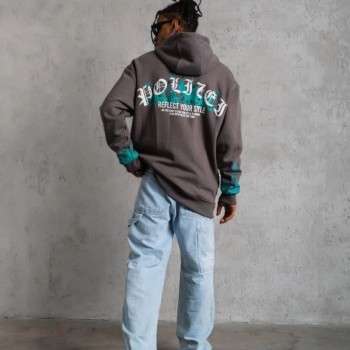Erkek 3 iplik Pamuklu Alev Baskılı Kapüşonlu hoodie Sweatshirt - Gri