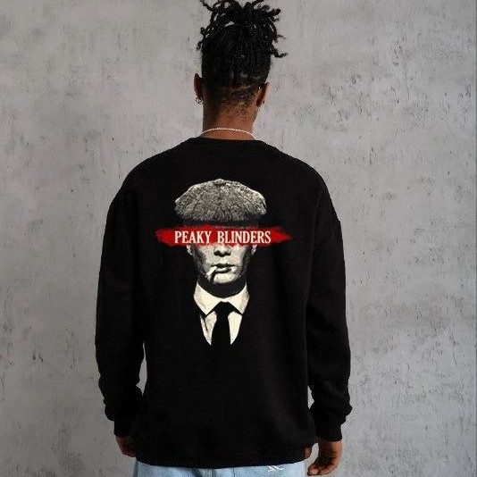 ERKEK 3 İplik Pamuklu Bisiklet Yaka Baskılı Oversize Sweatshirt - Siyah