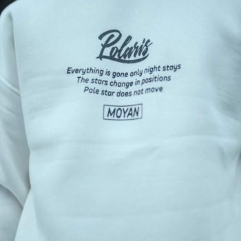 Erkek 3 iplik pamuklu Bisiklet Yaka Ön Ve Arka Baskılı SweatShirt - Beyaz