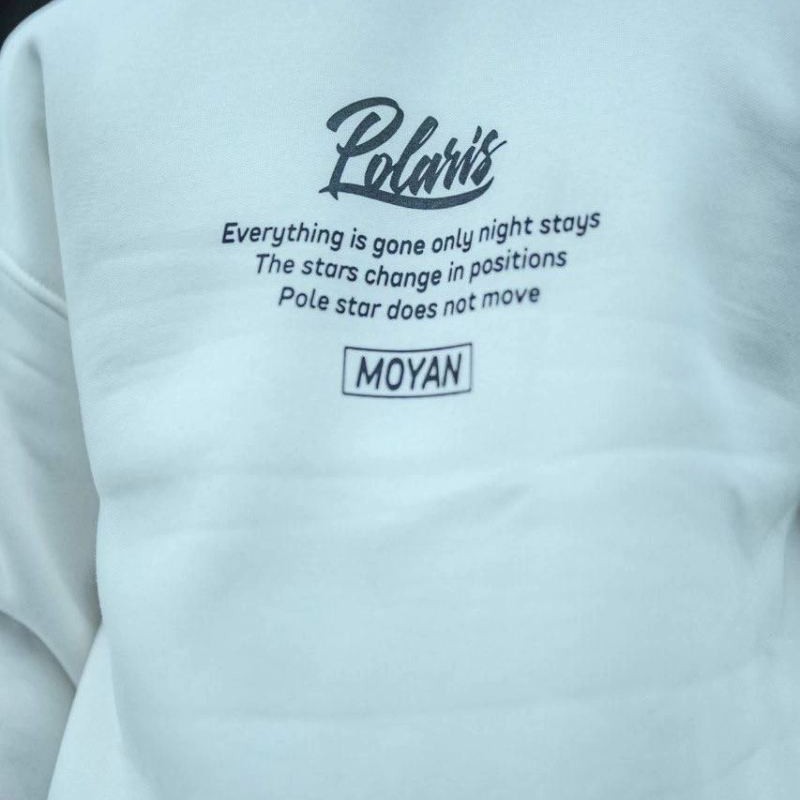 Erkek 3 iplik pamuklu Bisiklet Yaka Ön Ve Arka Baskılı SweatShirt - Beyaz