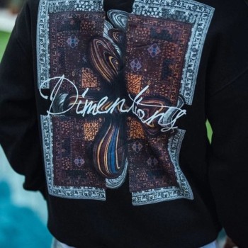 Erkek 3 iplik pamuklu Bisiklet Yaka Ön ve Arka Baskılı SweatShirt - Siyah
