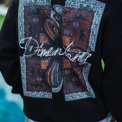Erkek 3 iplik pamuklu Bisiklet Yaka Ön ve Arka Baskılı SweatShirt - Siyah