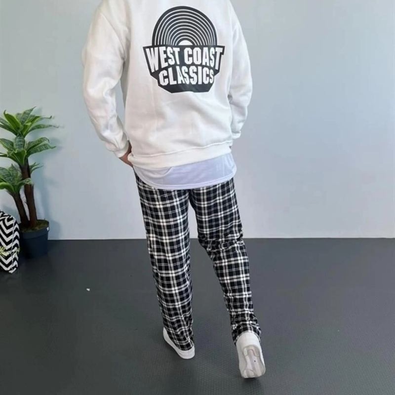 Erkek 3 İplik Pamuklu Kapüşonlu Baskılı Cepli Oversize Sweatshirt Hoodie - Beyaz