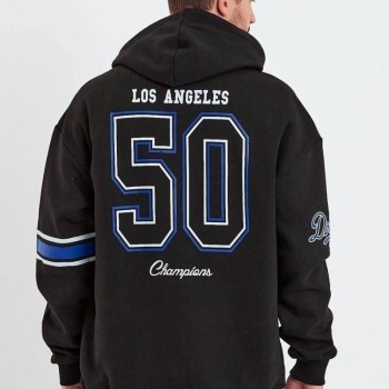 Erkek 3 İplik Pamuklu Kapüşonlu Baskılı Cepli Oversize Sweatshirt Hoodie - Siyah