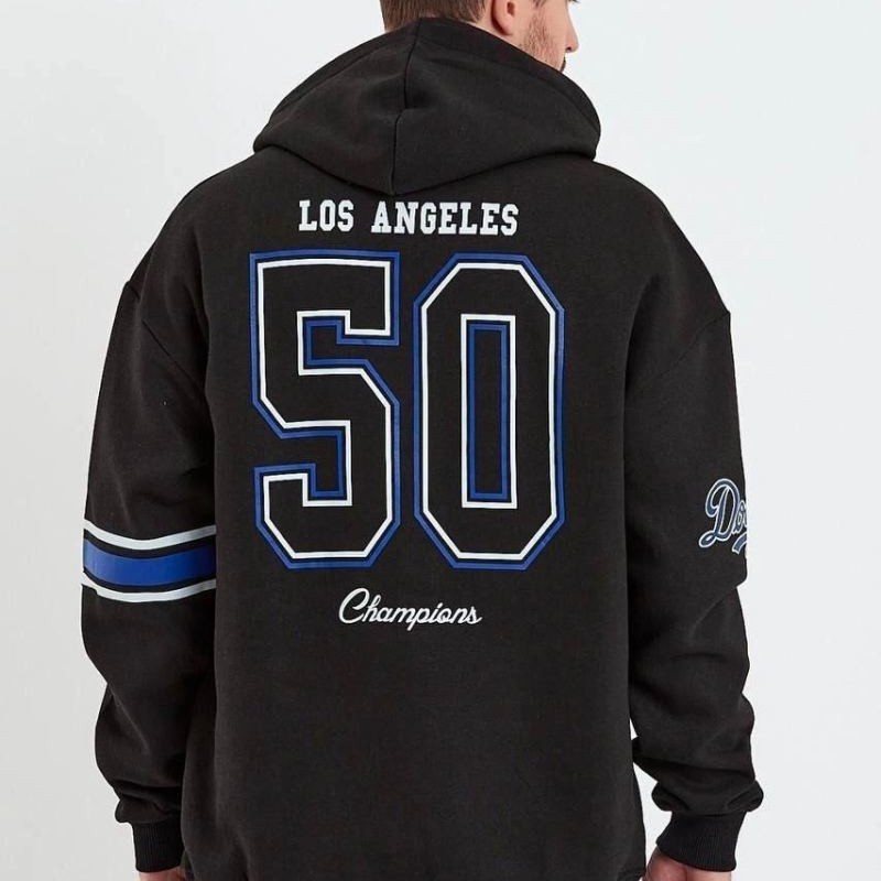 Erkek 3 İplik Pamuklu Kapüşonlu Baskılı Cepli Oversize Sweatshirt Hoodie - Siyah