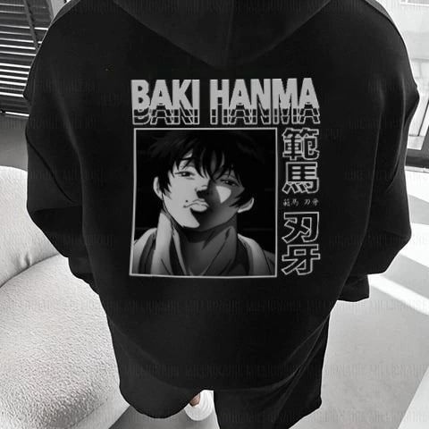 Erkek 3 İplik Pamuklu Kapüşonlu Baskılı Cepli Oversize Sweatshirt Hoodie - Siyah