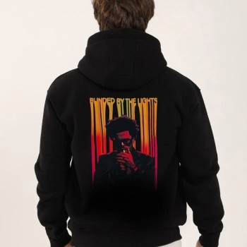 Erkek 3 İplik Pamuklu Kapüşonlu Baskılı Cepli Oversize Sweatshirt Hoodie - Siyah