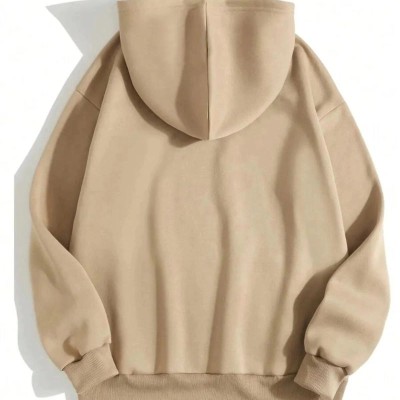 Erkek 3 İplik Pamuklu Kapüşonlu Kanguru Cepli Sweatshirt Hoodie -  Bej