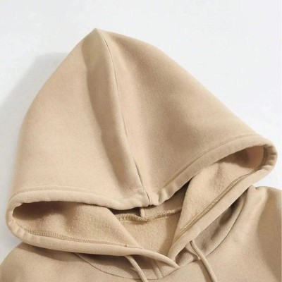 Erkek 3 İplik Pamuklu Kapüşonlu Kanguru Cepli Sweatshirt Hoodie -  Bej