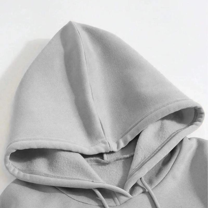 Erkek 3 İplik Pamuklu Kapüşonlu Kanguru Cepli Sweatshirt Hoodie - Boyalı Gri