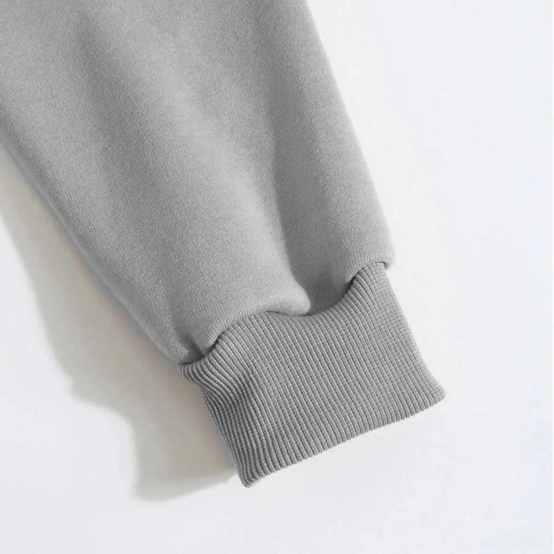 Erkek 3 İplik Pamuklu Kapüşonlu Kanguru Cepli Sweatshirt Hoodie - Boyalı Gri