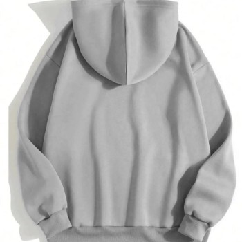 Erkek 3 İplik Pamuklu Kapüşonlu Kanguru Cepli Sweatshirt Hoodie - Boyalı Gri