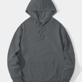 Erkek 3 İplik Pamuklu Kapüşonlu Kanguru Cepli Sweatshirt Hoodie -  Füme