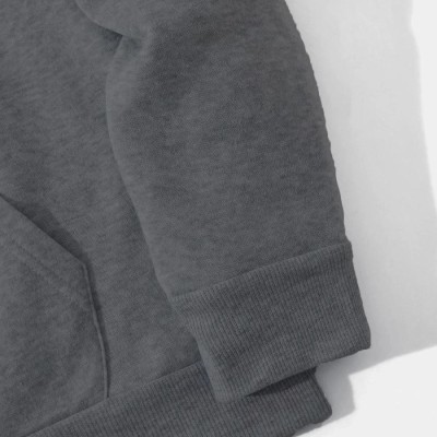 Erkek 3 İplik Pamuklu Kapüşonlu Kanguru Cepli Sweatshirt Hoodie -  Füme