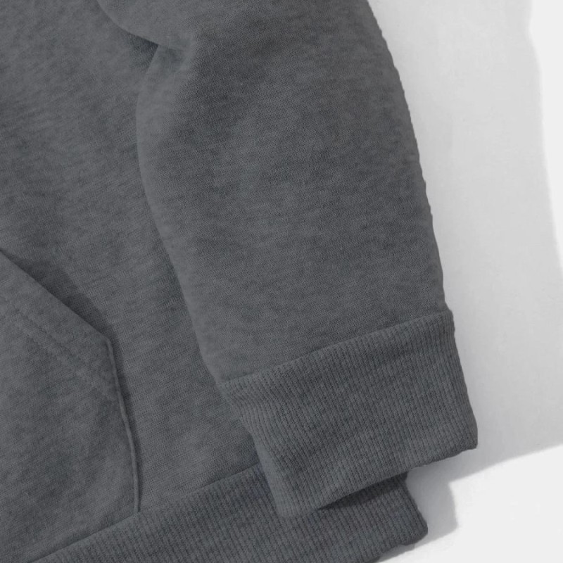 Erkek 3 İplik Pamuklu Kapüşonlu Kanguru Cepli Sweatshirt Hoodie -  Füme
