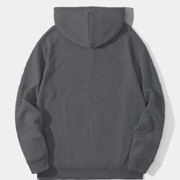 Erkek 3 İplik Pamuklu Kapüşonlu Kanguru Cepli Sweatshirt Hoodie -  Füme