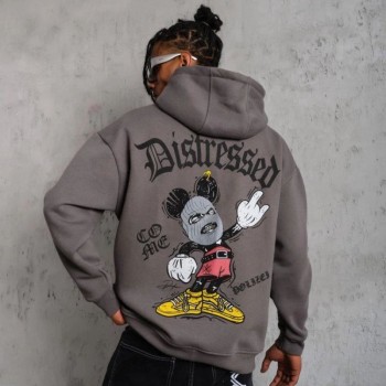 Erkek 3 İplik Pamuklu Kapüşonlu Kanguru Cepli Sweatshirt Hoodie -  Gri