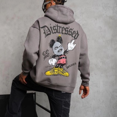Erkek 3 İplik Pamuklu Kapüşonlu Kanguru Cepli Sweatshirt Hoodie -  Gri