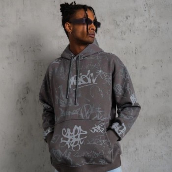 Erkek 3 İplik Pamuklu Kapüşonlu Kanguru Cepli Sweatshirt Hoodie -  Gri