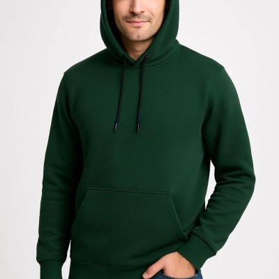 Erkek 3 İplik Pamuklu Kapüşonlu Kanguru Cepli SweatShirt hoodie - Haki