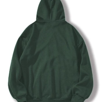 Erkek 3 İplik Pamuklu Kapüşonlu Kanguru Cepli Sweatshirt Hoodie -  Koyu Yeşil
