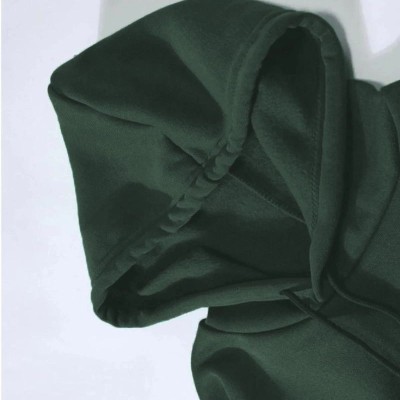 Erkek 3 İplik Pamuklu Kapüşonlu Kanguru Cepli Sweatshirt Hoodie -  Koyu Yeşil