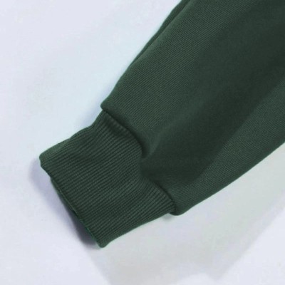 Erkek 3 İplik Pamuklu Kapüşonlu Kanguru Cepli Sweatshirt Hoodie -  Koyu Yeşil