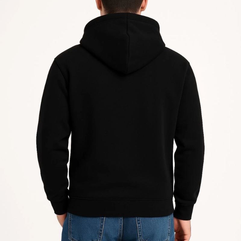 Erkek 3 İplik Pamuklu Kapüşonlu Kanguru Cepli SweatShirt hoodie - Siyah