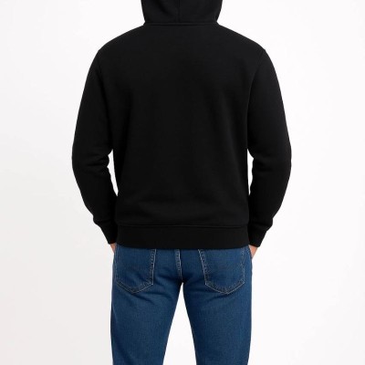 Erkek 3 İplik Pamuklu Kapüşonlu Kanguru Cepli SweatShirt hoodie - Siyah