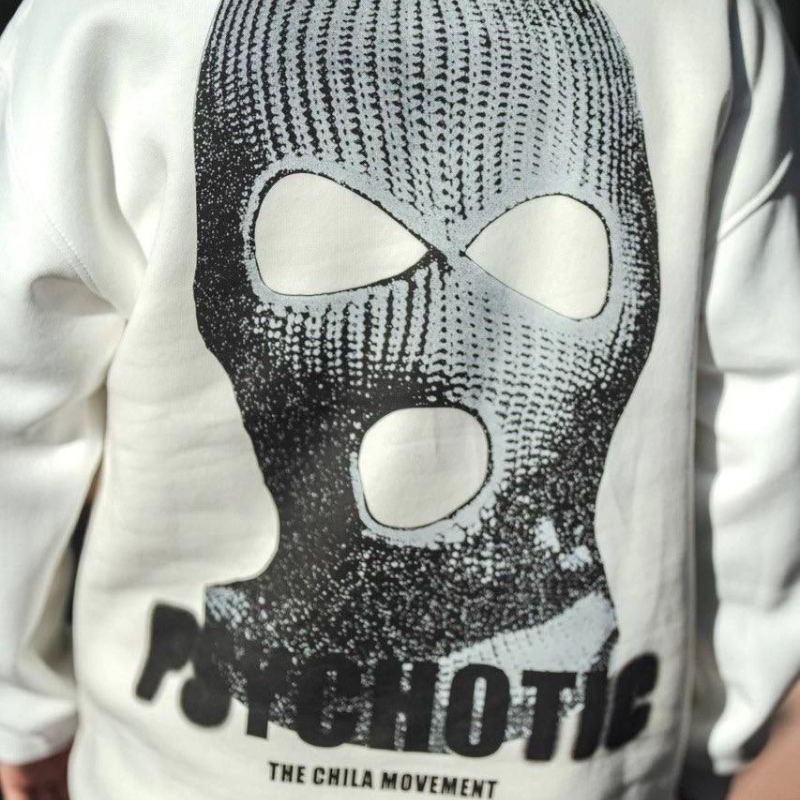 Erkek 3 iplik pamuklu Kışlık Bisiklet Yaka Baskılı SweatShirt - Beyaz