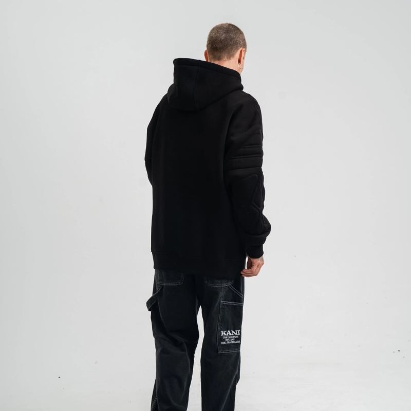 Erkek 3 İplik Pamuklu Oversize Kapüşonlu Nakışlı Hoodie SweatShirt - Siyah
