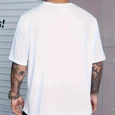 Erkek ANIMAL Baskılı Tişört Bisiklet YakaYazlık T-shirt - Beyaz