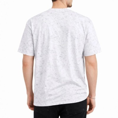 Erkek Asit Yıkama Bisiklet Yaka Kısa Kollu Oversize T-Shirt Tişört - Beyaz