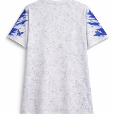 Erkek Asit Yıkamalı Oversize Tişört Bisiklet Yaka Kısa Kol T-shirt - Beyaz