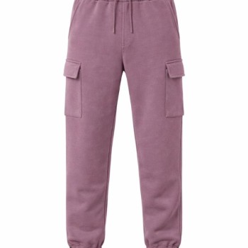 Erkek Baggy 3 İplik Kargo Cepli Eşofman Altı Ayarlanabilir Paça Pantolon - Gül Kurusu